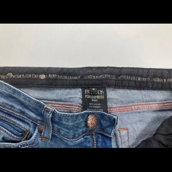 REROCK FOR EXPRESS, BootCut Size 8, Jeans Embroidered, pockets, distressed. - Picture 12 of 14